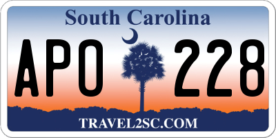 SC license plate APO228