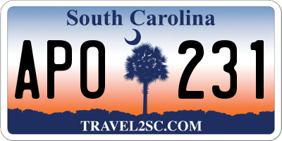 SC license plate APO231