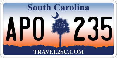 SC license plate APO235