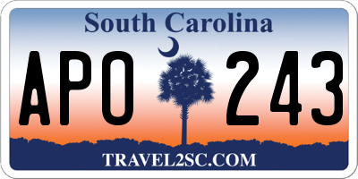 SC license plate APO243