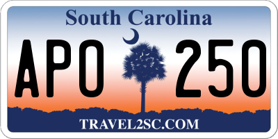 SC license plate APO250