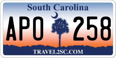 SC license plate APO258