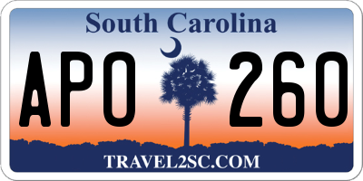 SC license plate APO260