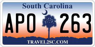 SC license plate APO263