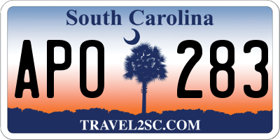 SC license plate APO283