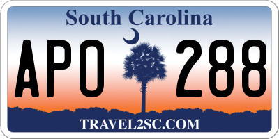 SC license plate APO288