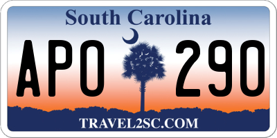 SC license plate APO290