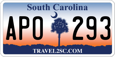 SC license plate APO293