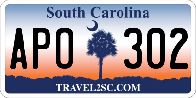 SC license plate APO302