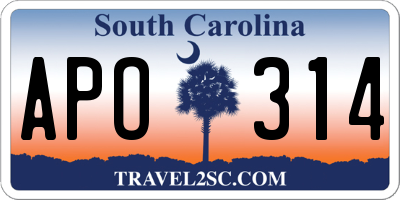 SC license plate APO314