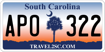 SC license plate APO322