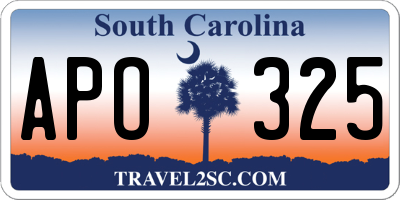 SC license plate APO325