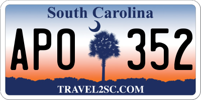 SC license plate APO352