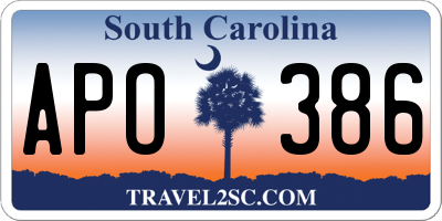 SC license plate APO386