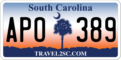 SC license plate APO389