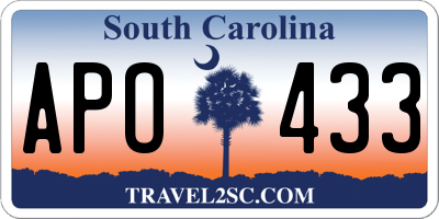 SC license plate APO433
