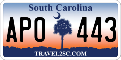 SC license plate APO443