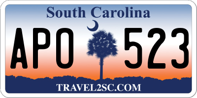 SC license plate APO523