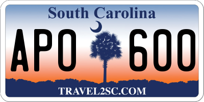 SC license plate APO600