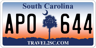 SC license plate APO644