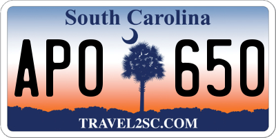 SC license plate APO650