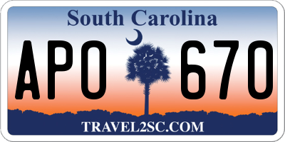 SC license plate APO670