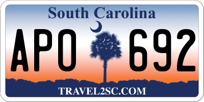 SC license plate APO692