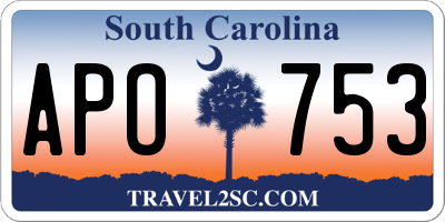 SC license plate APO753