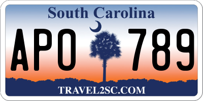 SC license plate APO789