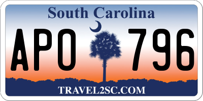 SC license plate APO796