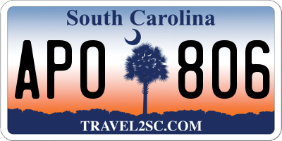 SC license plate APO806