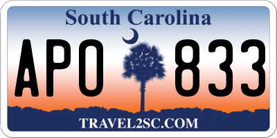 SC license plate APO833