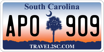 SC license plate APO909