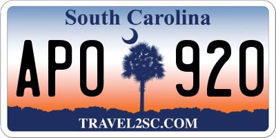 SC license plate APO920
