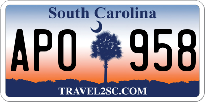 SC license plate APO958