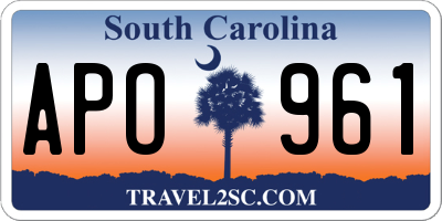 SC license plate APO961