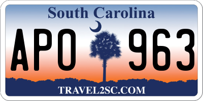 SC license plate APO963