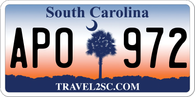 SC license plate APO972