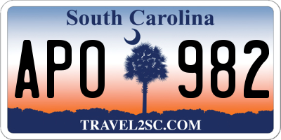 SC license plate APO982
