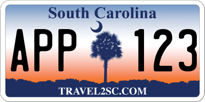 SC license plate APP123