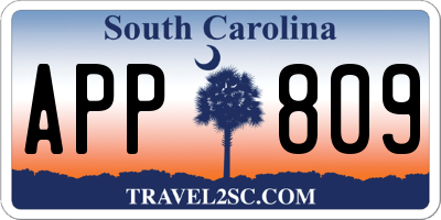 SC license plate APP809