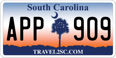 SC license plate APP909