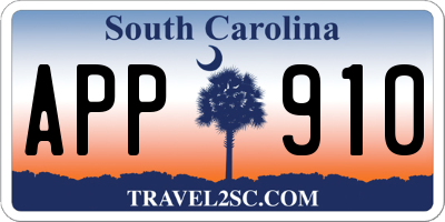 SC license plate APP910