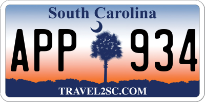 SC license plate APP934