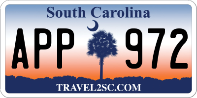 SC license plate APP972