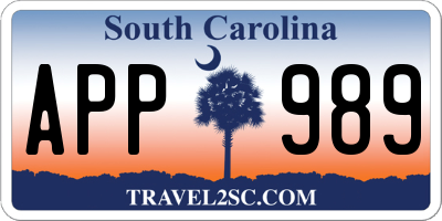 SC license plate APP989