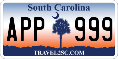 SC license plate APP999