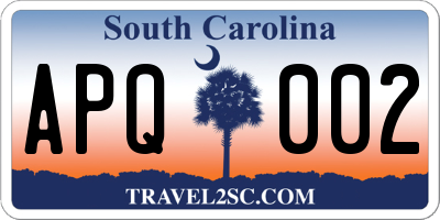 SC license plate APQ002