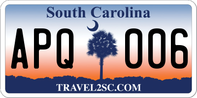 SC license plate APQ006