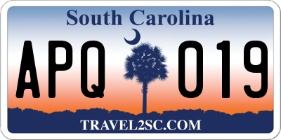 SC license plate APQ019
